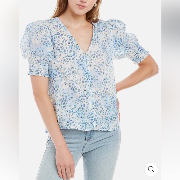 NWT BB Dakota Blueberry Tie-Dye Puffed Sleeve Top in Women’s Size XS - Picture 1 of 12